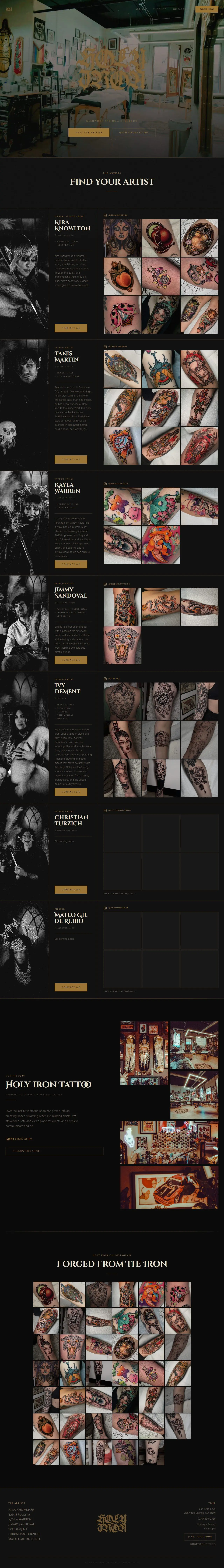 Holy Iron Tattoo website built by Tyler Kosec Media
